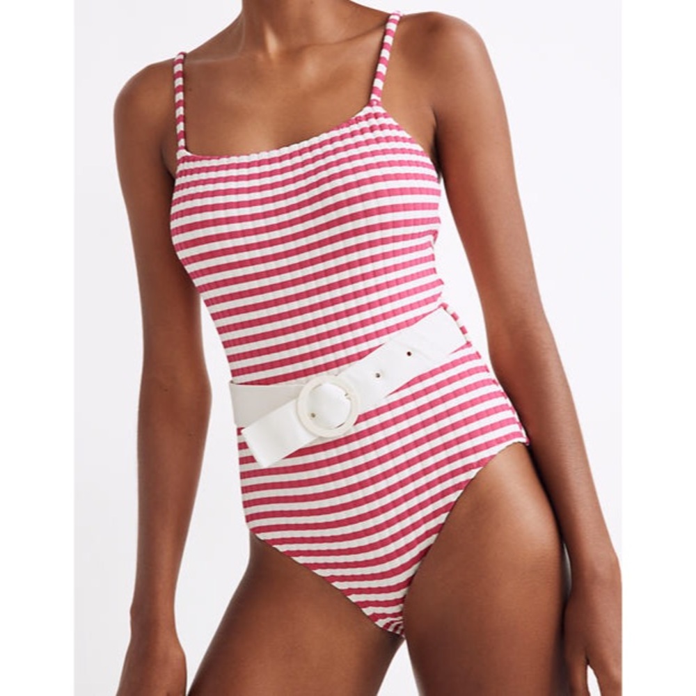 Solid & Striped Nina One Piece Fuchsia Pink Stripe - Picture 2 of 8